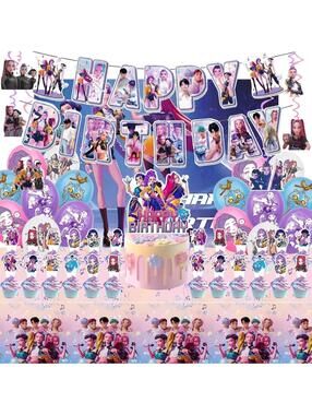 Kpop Demon Hunters Birthday Decorations, Party Supplies, Banner, Tablecloth, Bal